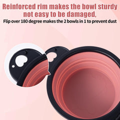 SLSON compact-folding bowls fold over to shield from dust and dirt on hikes.