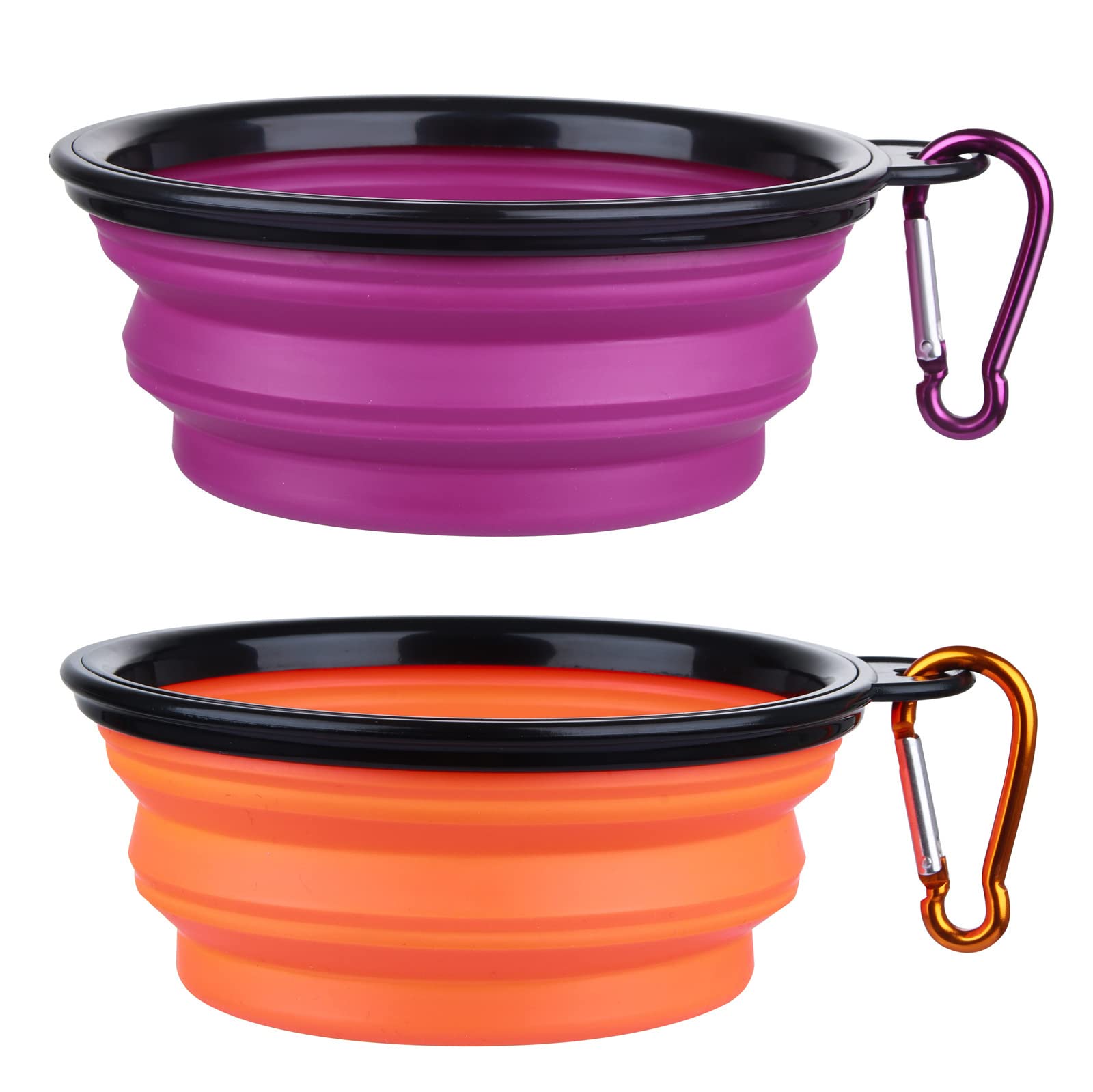 SLSON collapsible dog bowls orange purple travel-ready hydration