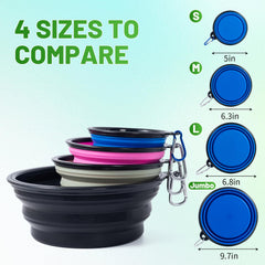 SLSON dog bowls attached to backpack ready for quick access during walks.