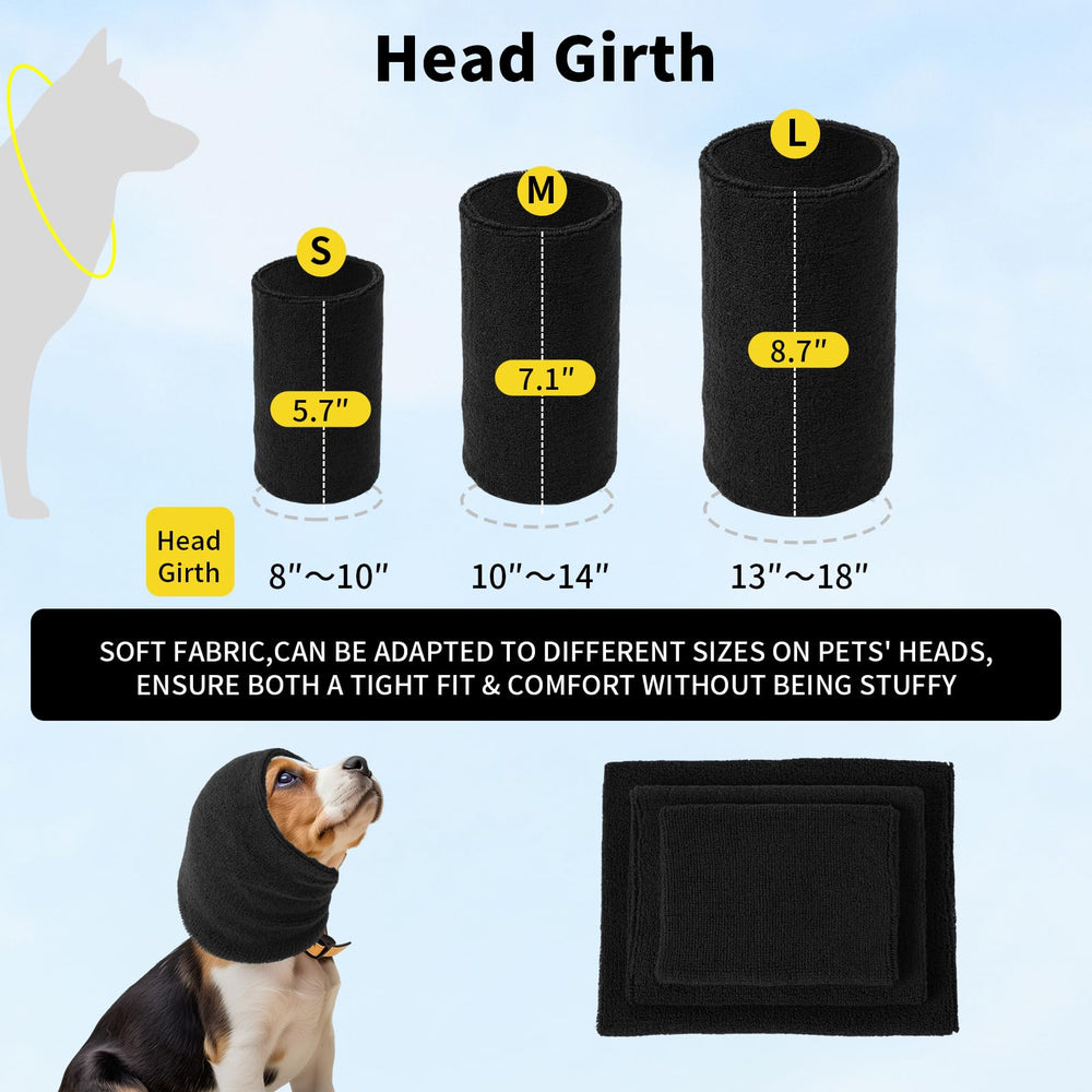 SLSON dog calming hoodie ear wrap closeup highlights protective ear coverage from noise