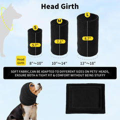 SLSON dog calming hoodie ear wrap closeup highlights protective ear coverage from noise