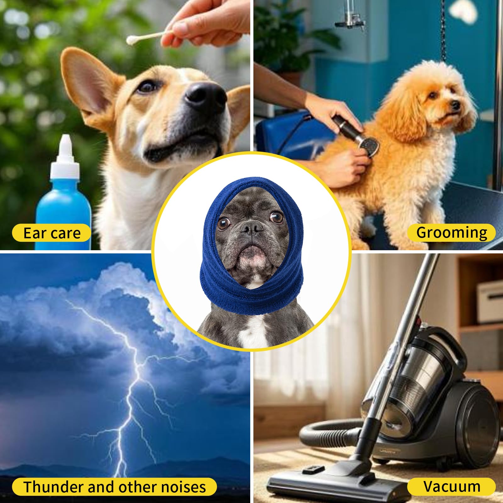 SLSON dog ear muffs grooming session use helps calmer bathing and nail trimming