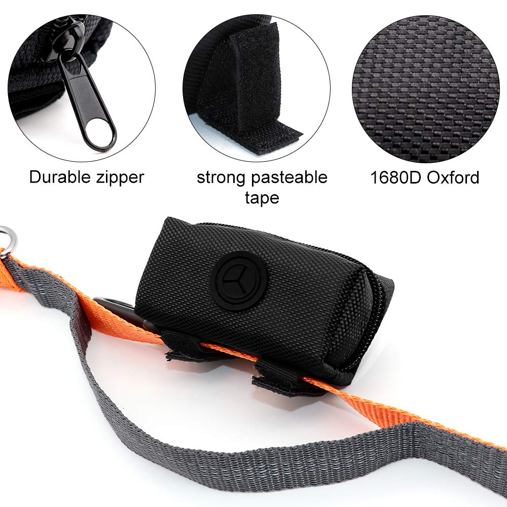 SLSON green dog poop bag dispenser keeps bags accessible on runs.