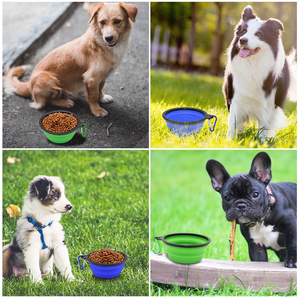 SLSON on-the-go pet bowl set with two carabiners for travel