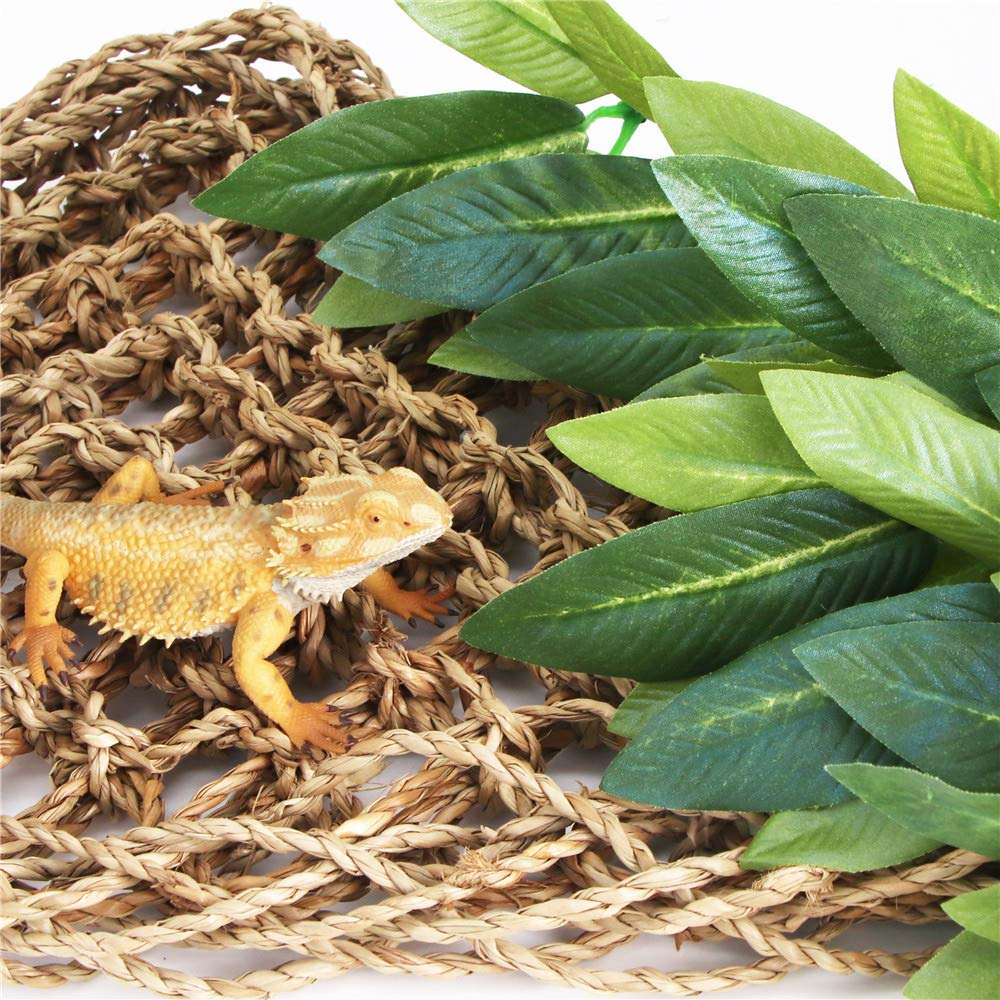 Close-up of SLSON reptile plant silk leaves for realistic texture and enrichment.