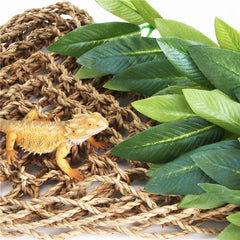 Close-up of SLSON reptile plant silk leaves for realistic texture and enrichment.