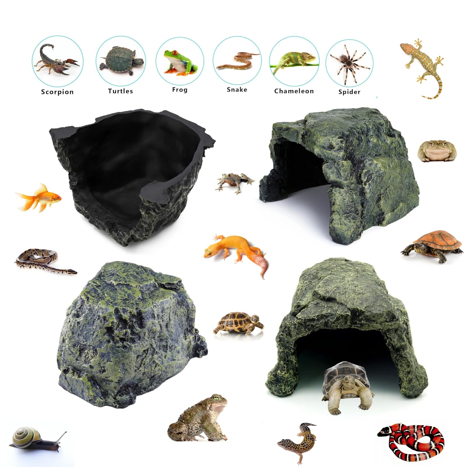 SLWHYZL reptile hideout wide opening, easy entry and exit for small pets.
