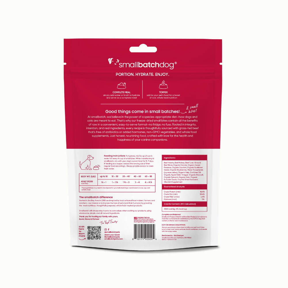 Smallbatch dog training beef bites image showing protein rich treats