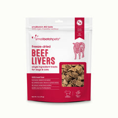 Smallbatch freeze-dried dog treats beef liver bag: high-protein rewards for training.