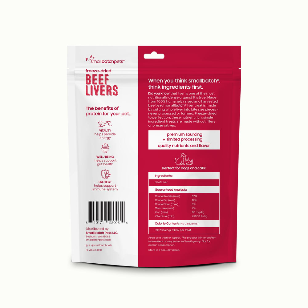 Smallbatch freeze-dried dog treats beef liver closeup: rich texture for training rewards.