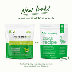 smallbatch Pets duck recipe freeze-dried with water rehydration for easy feeding
