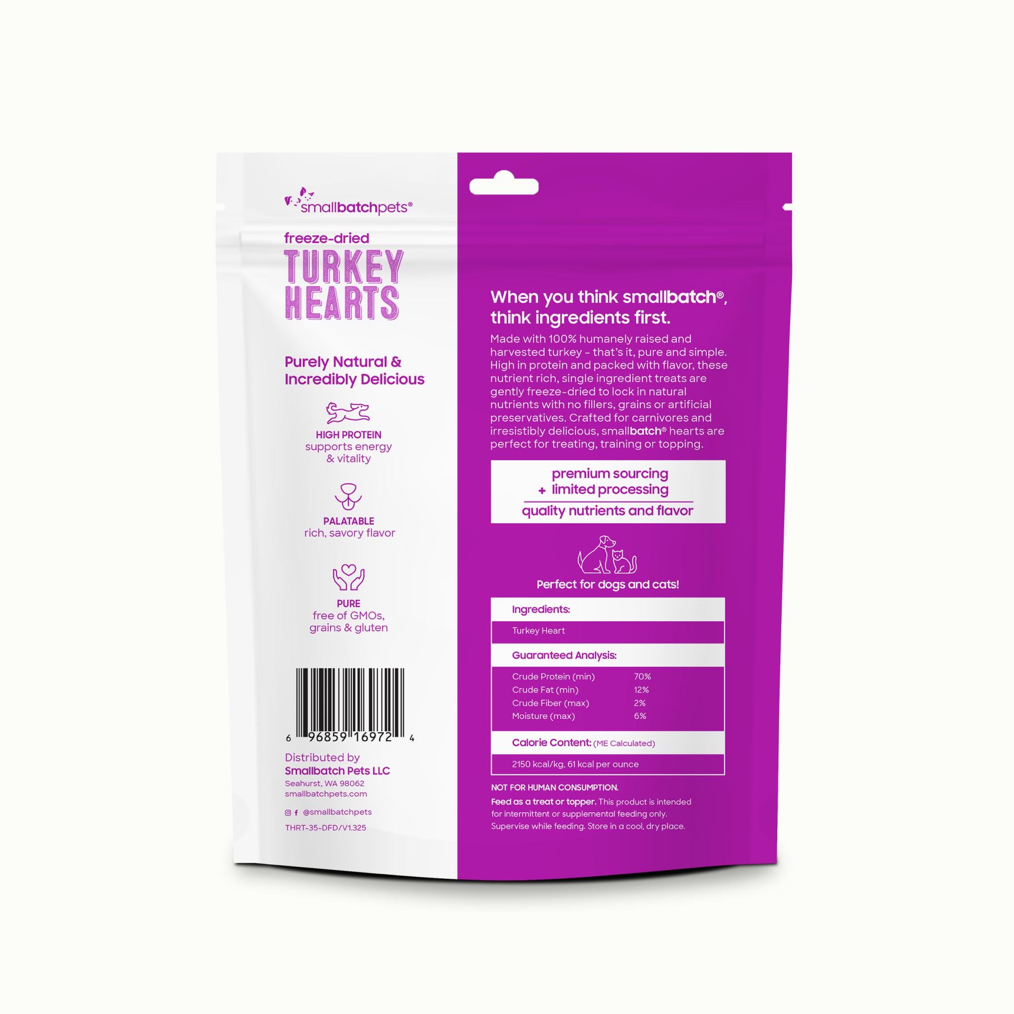 smallbatch Pets freeze-dried turkey heart close-up highlights wholesome protein.