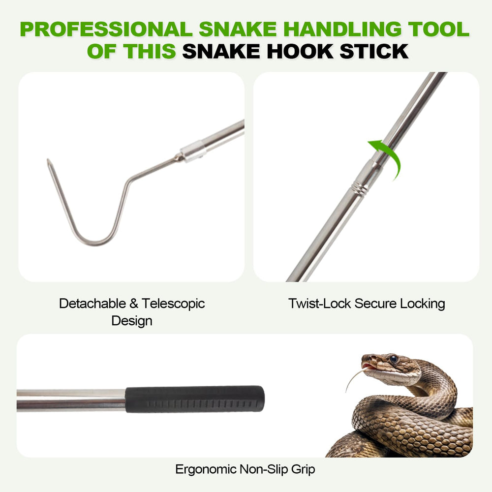 Smarkey snake hook with angled grip for precise capture.