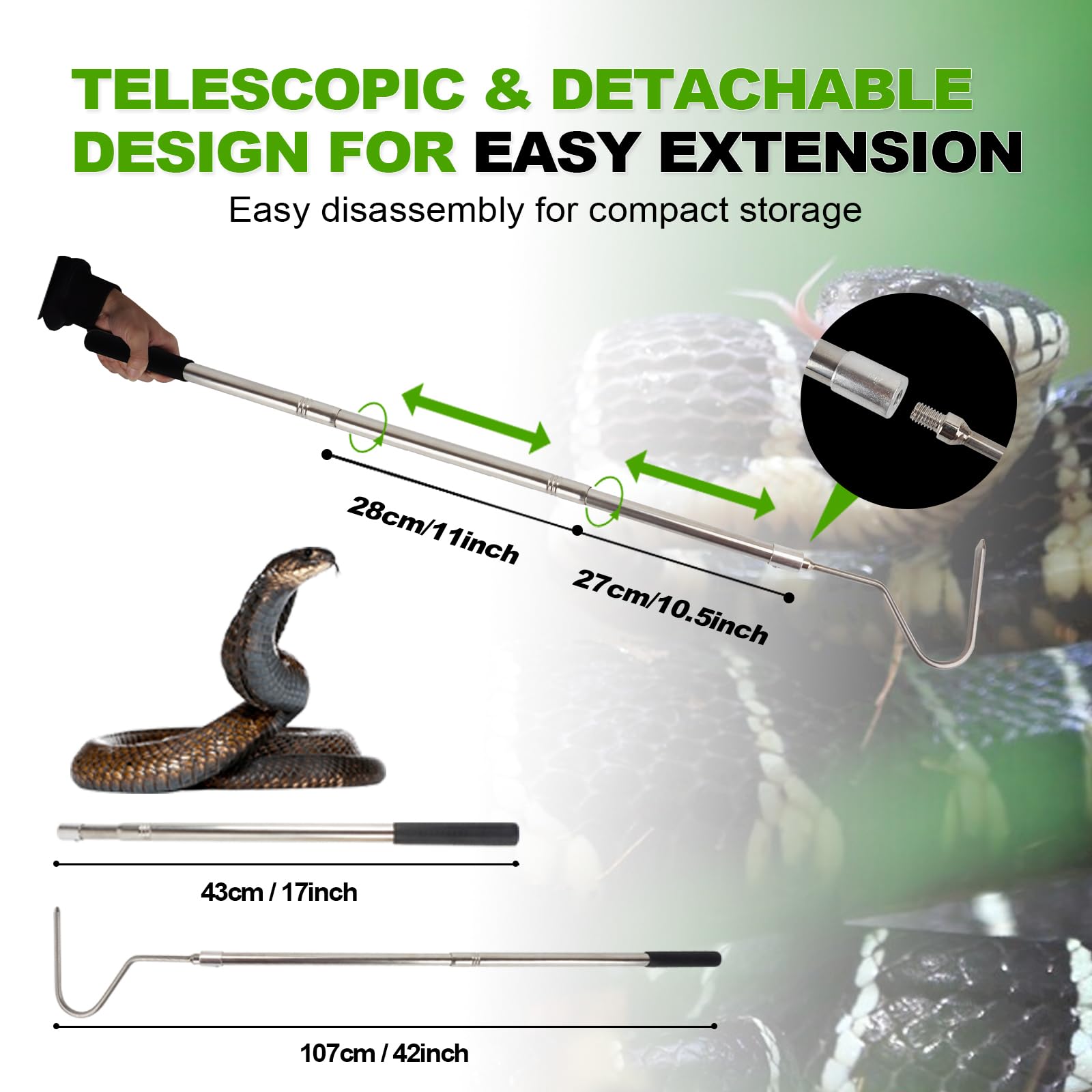Smarkey snake hook stored compactly for home or travel.