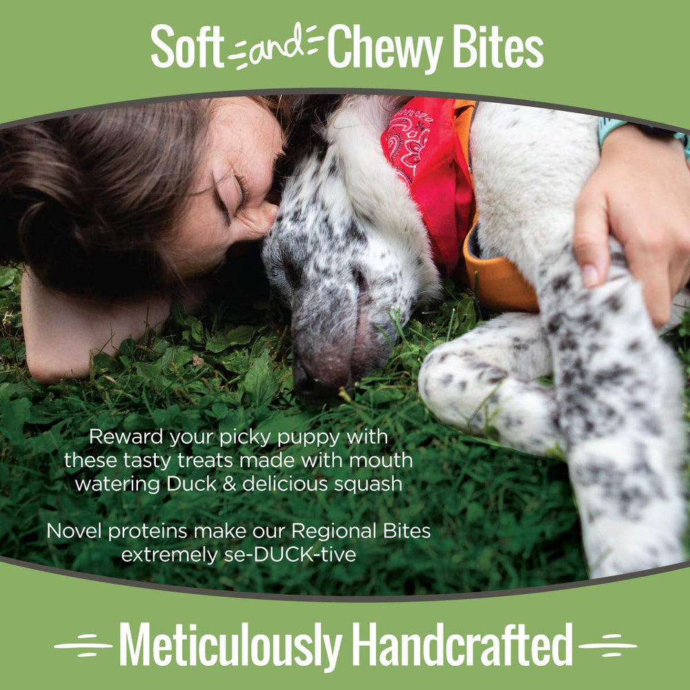 Smart Cookie grain-free dog-treats ingredients shot highlights real duck squash.