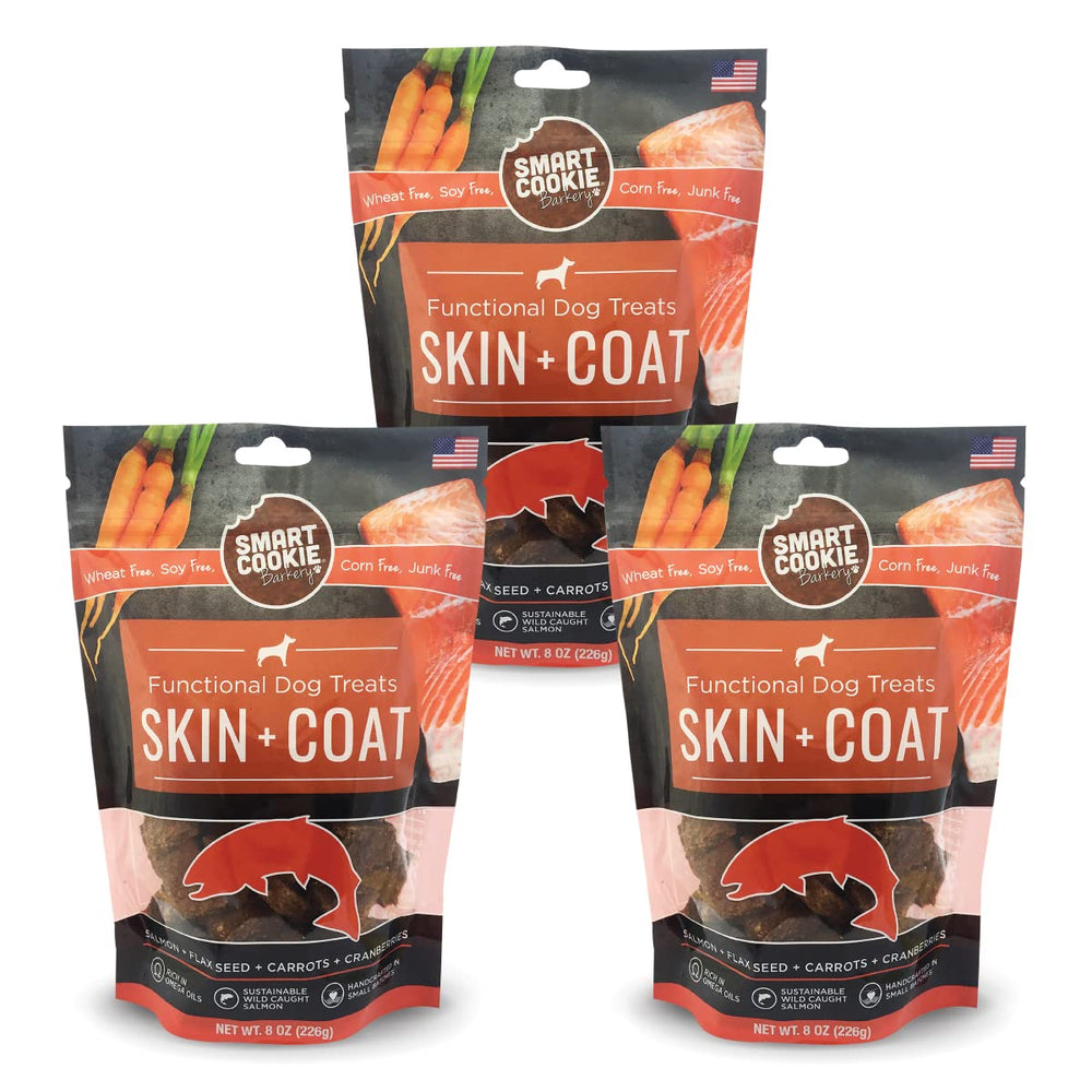 Smart Cookie salmon-treats: dehydrated crunchy bites for dental-friendly rewards.