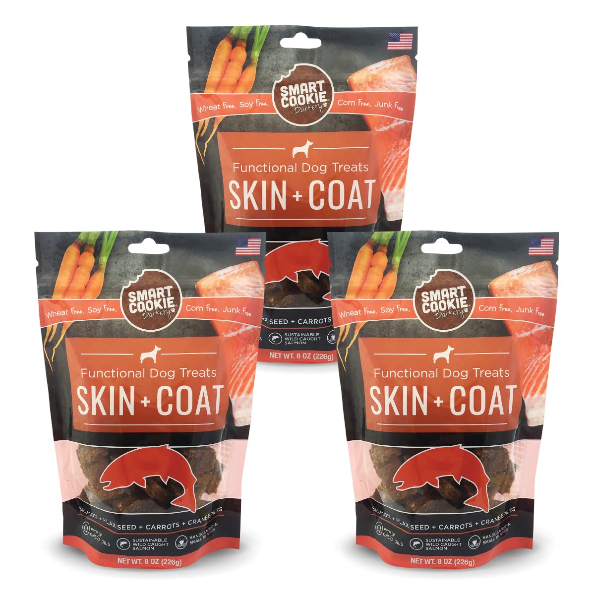 Smart Cookie salmon-treats: dehydrated crunchy bites for dental-friendly rewards.