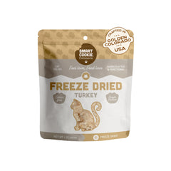Smart Cookie Turkey Freeze-Dried Cat Treats pouch showing lean turkey snack, high-protein option