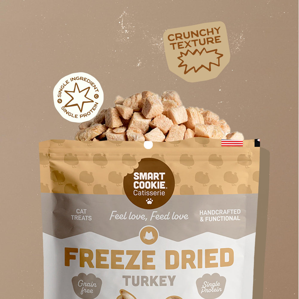 Smart Cookie turkey treat illustration showing 100% single-ingredient turkey