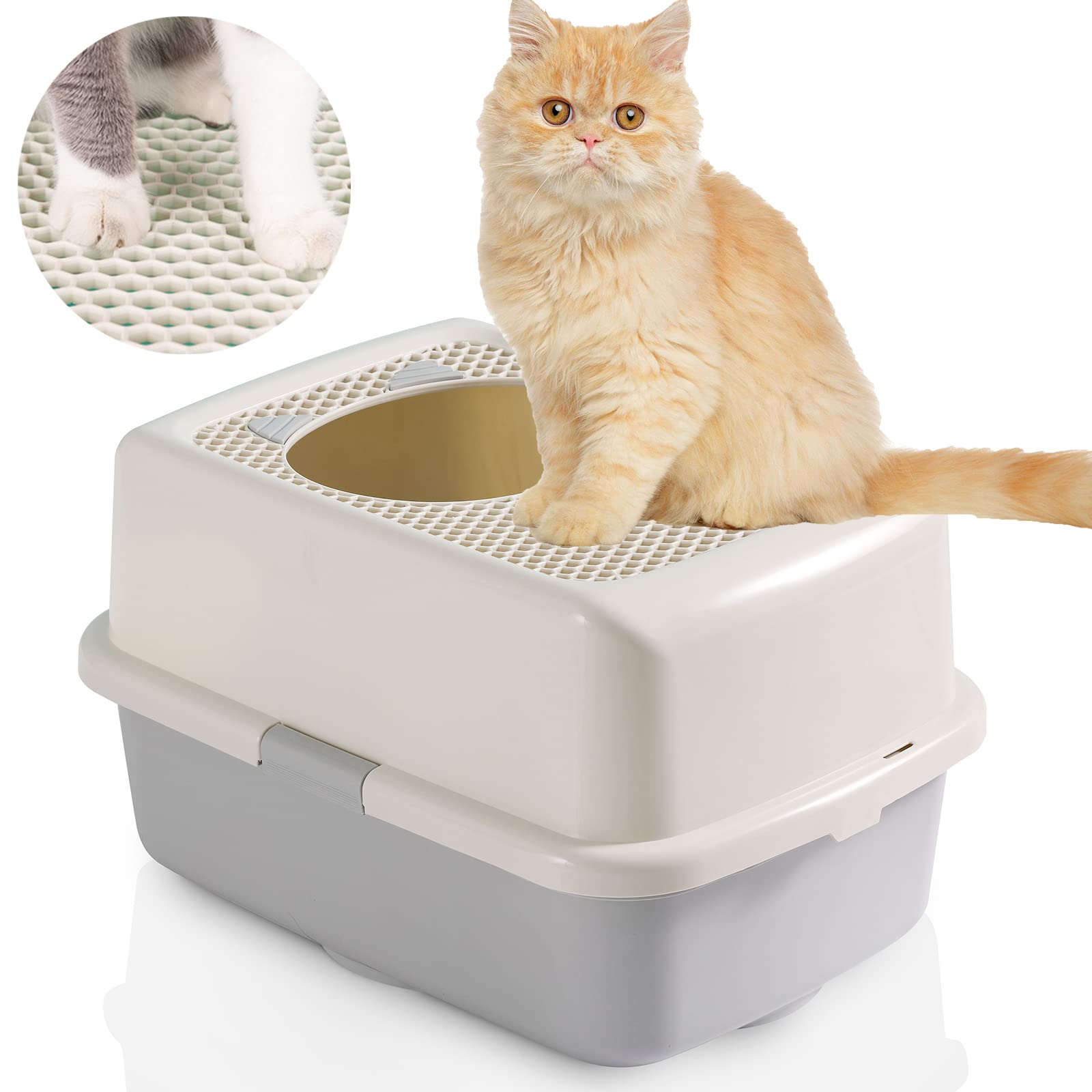 Smart Paws Covered Litter Box side view showing odor-control features for cleaner spaces.