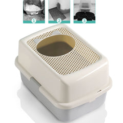 Removable top design of Smart Paws litter box facilitates easy cleaning and refills.