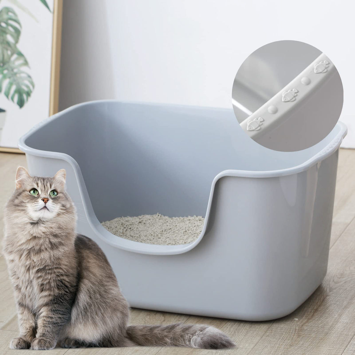 Smart Paws jumbo litter box front view highlighting oversized space for large cats.