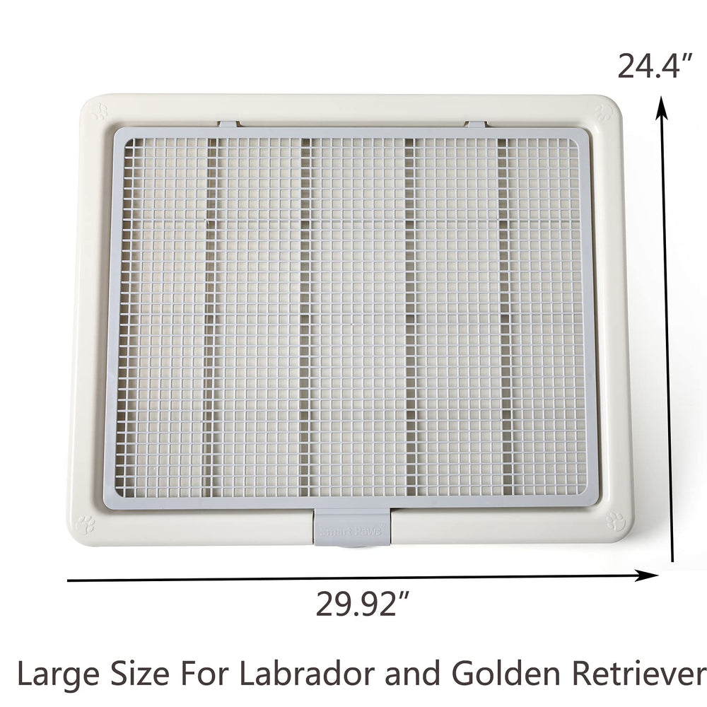 Smart Paws large training tray side view highlights sturdy grey frame