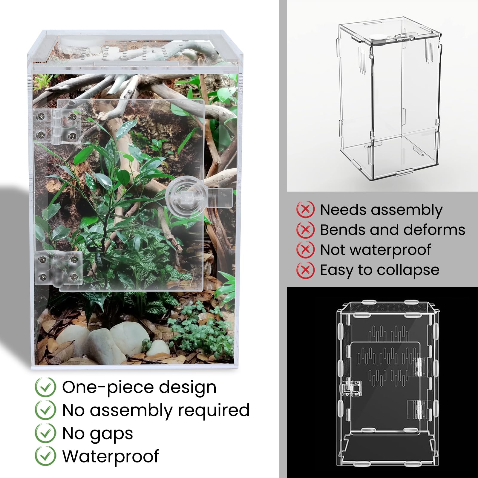 Smartang tall arboreal enclosure offers 360-degree viewing of climbing pets.