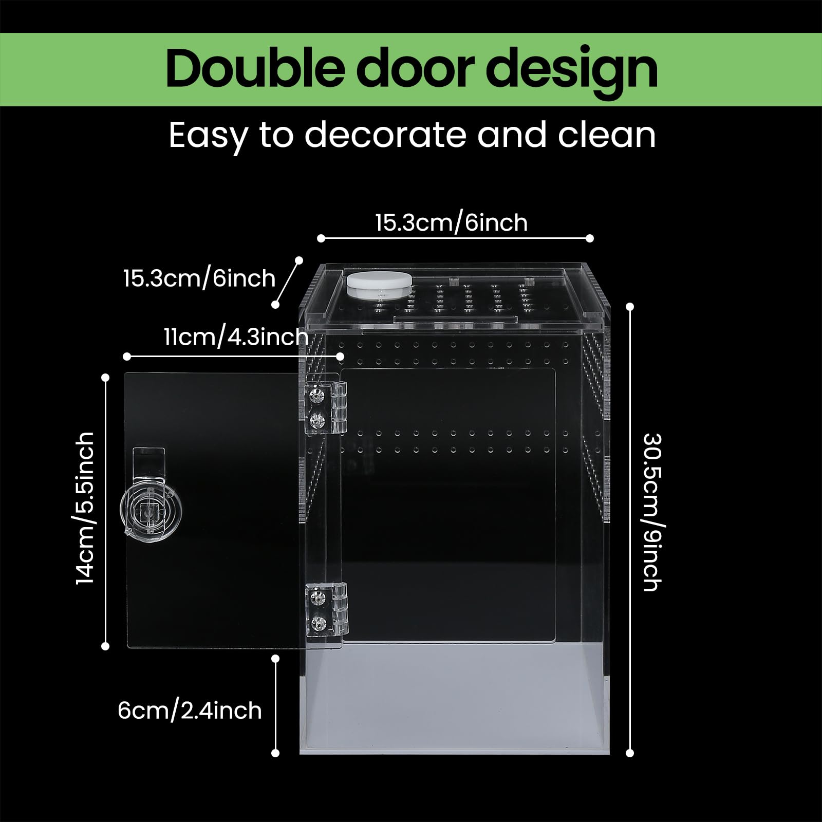 Smartang waterproof acrylic enclosure keeps substrate contained and clean.