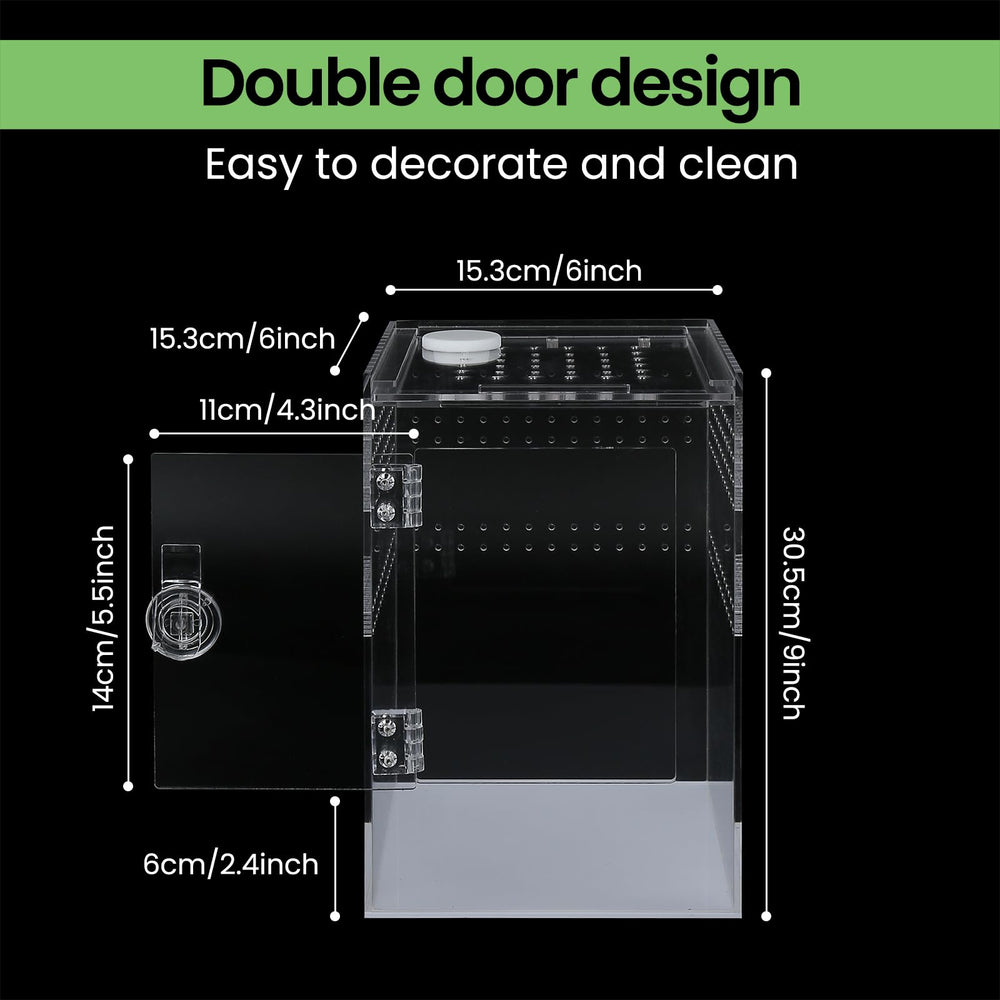 Smartang waterproof acrylic enclosure keeps substrate contained and clean.