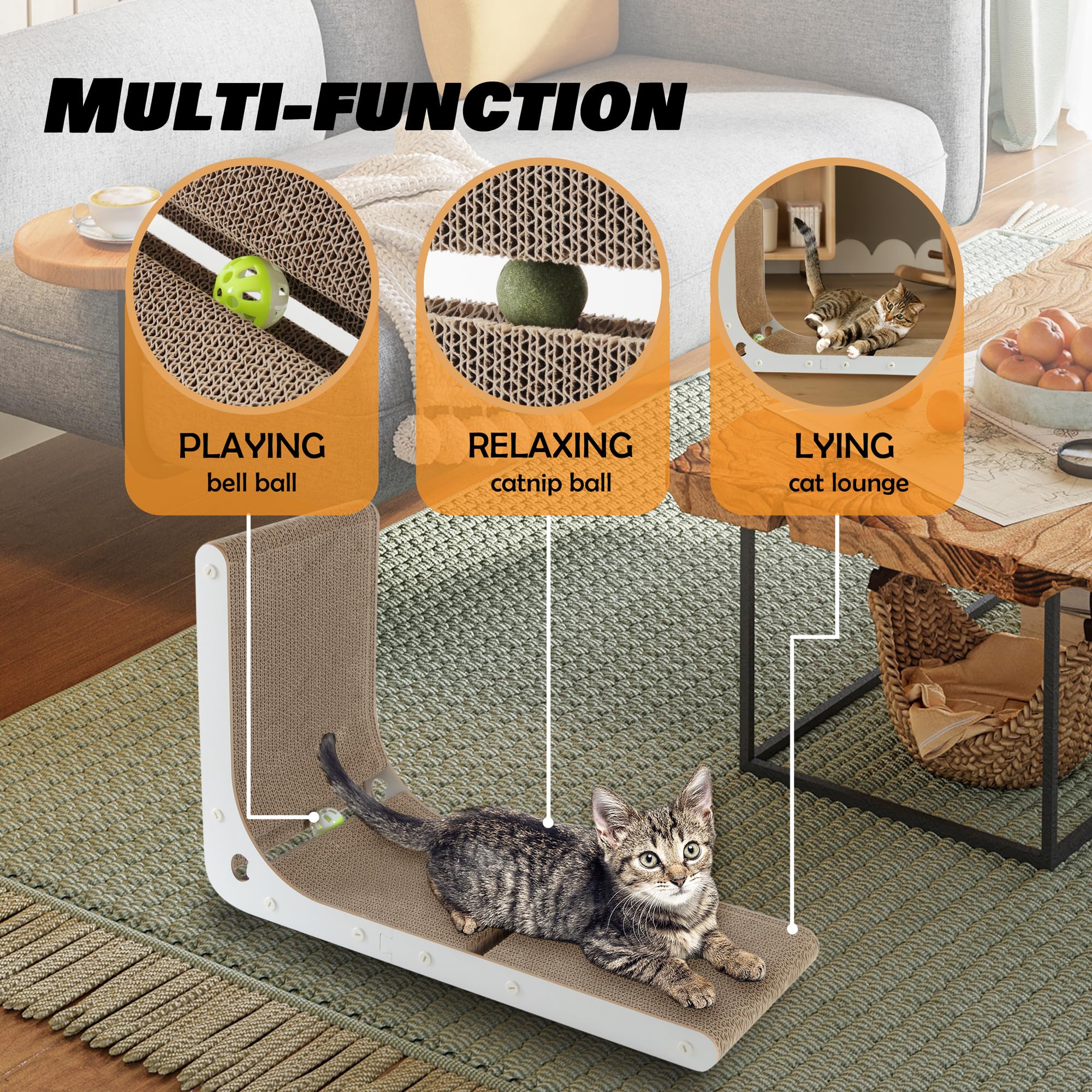 SMARTBEAN durable scratcher with dense core and double-wall cardboard for lasting use