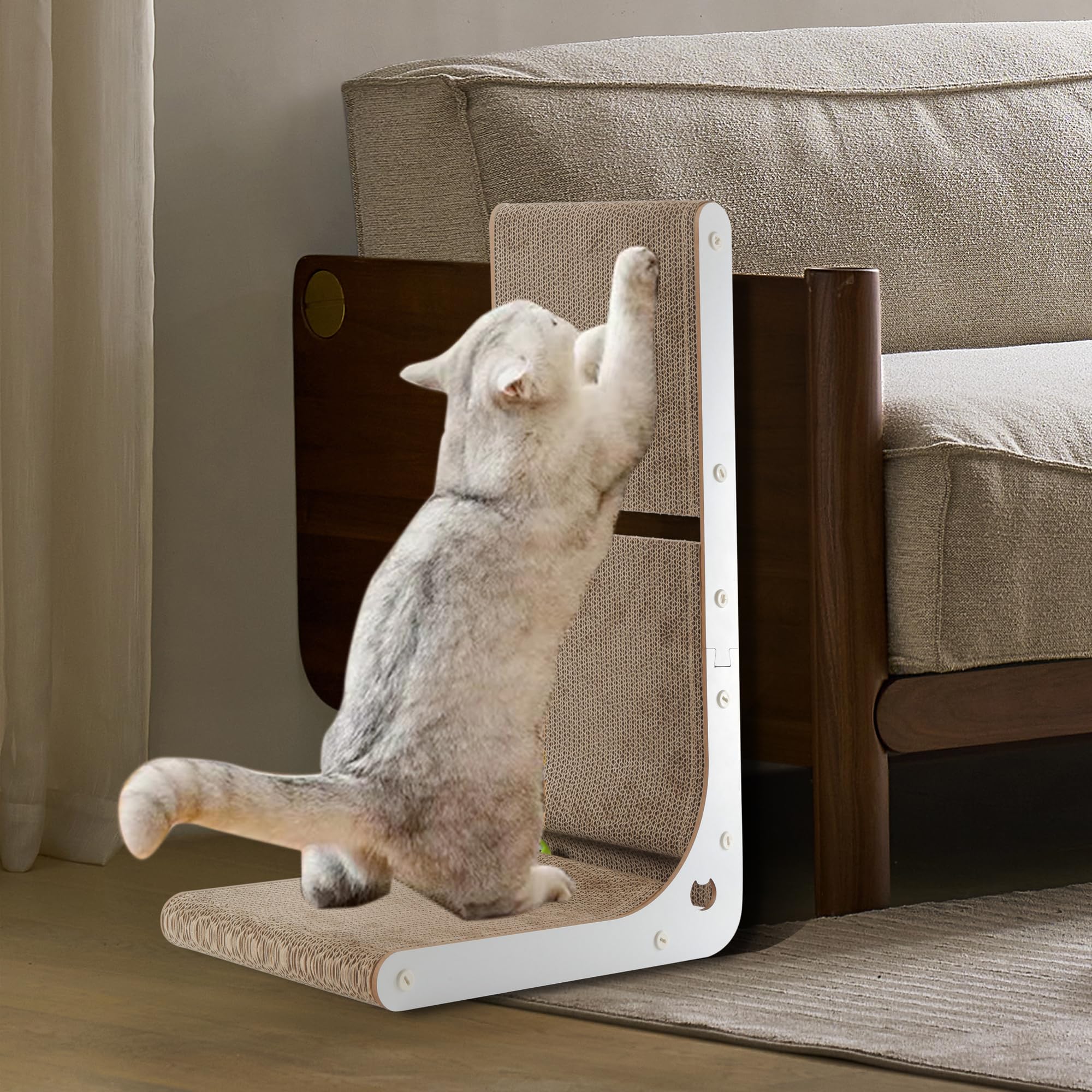 SMARTBEAN 23.6-inch L-shape scratcher supports multiple angles for different moods