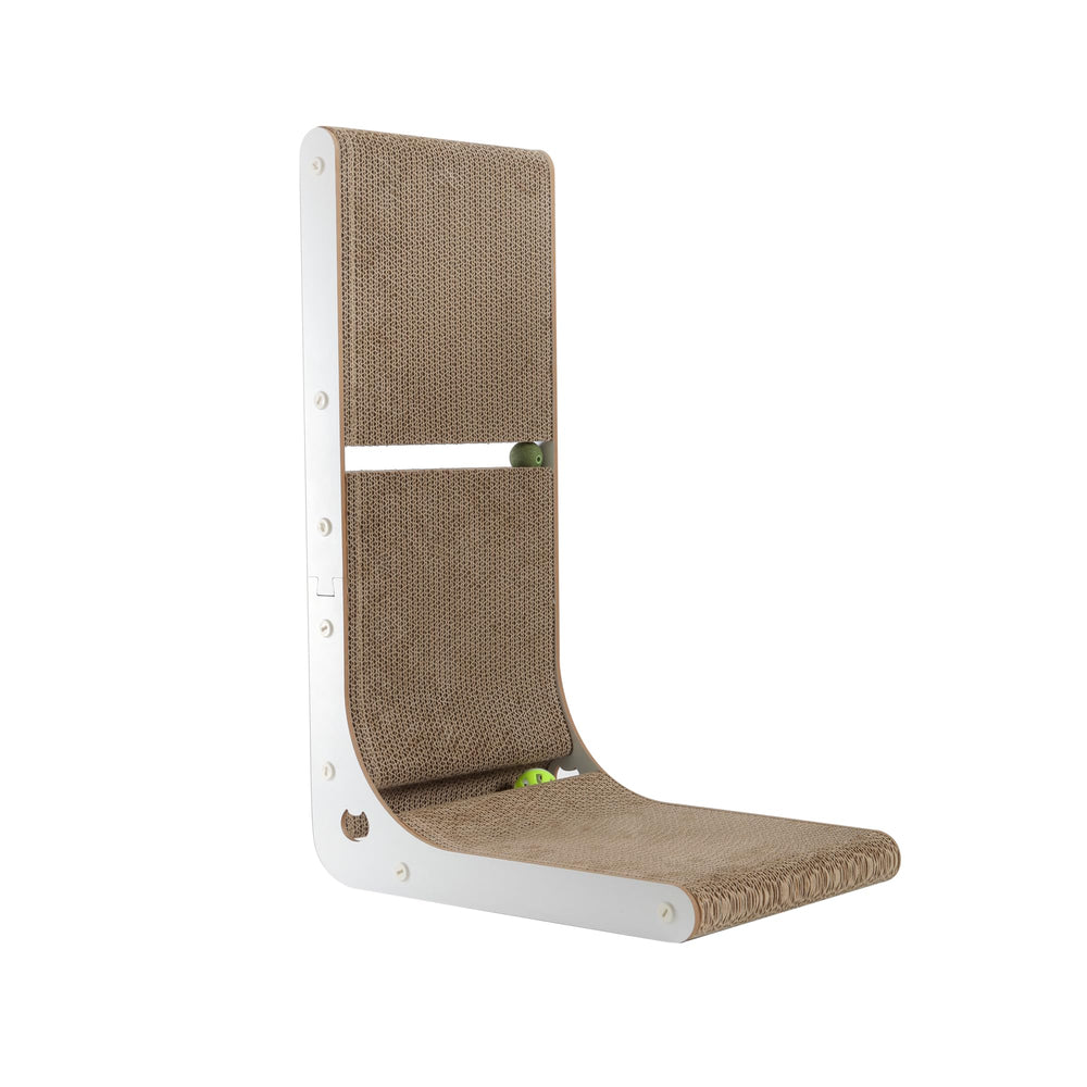 SMARTBEAN L-shaped wall-mount scratcher saves floor space while entertaining cats
