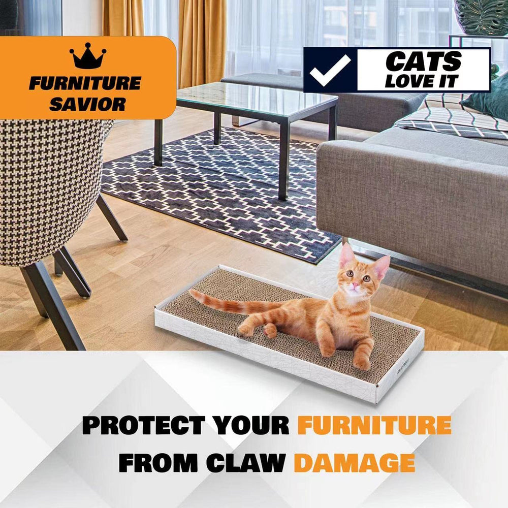 SMARTBEAN Cardboard Scratcher Pad reversible design demonstrates fresh scratch surface for ongoing claw care