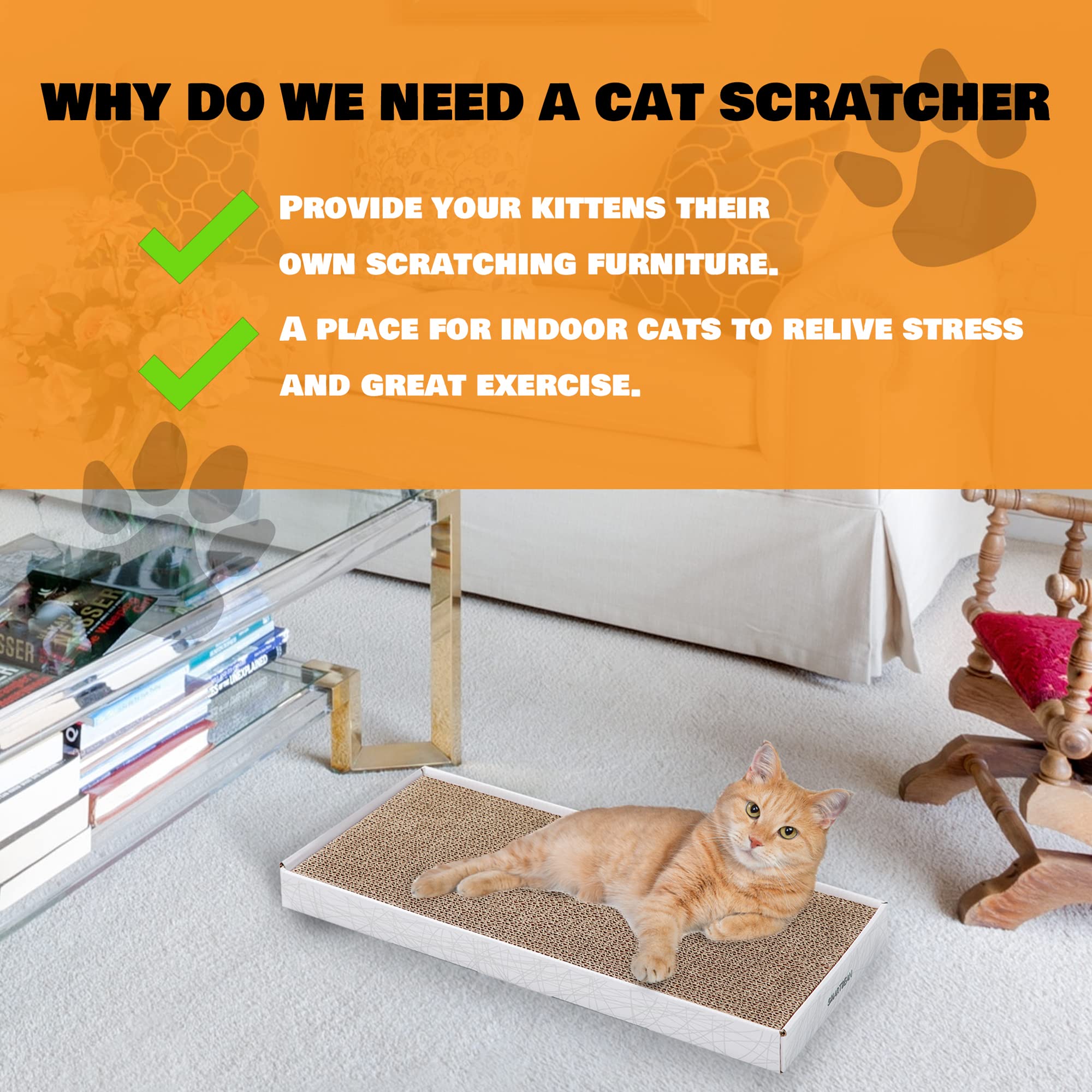 SMARTBEAN Scratcher Pad use as lounge shows cats resting while scratching simultaneously