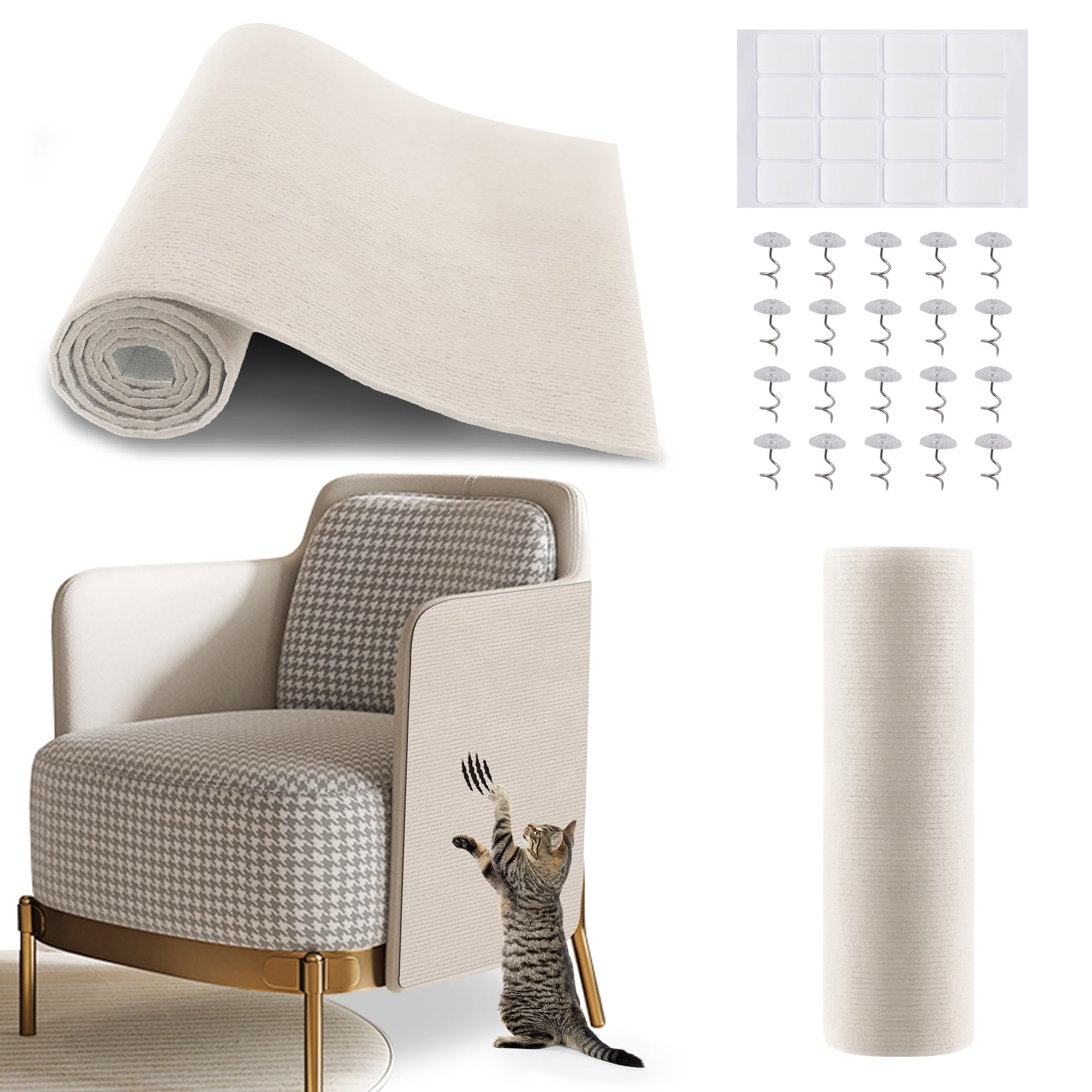 SMARTBEAN cat scratch mat adhesive edge protects furniture with strong grip and easy install.