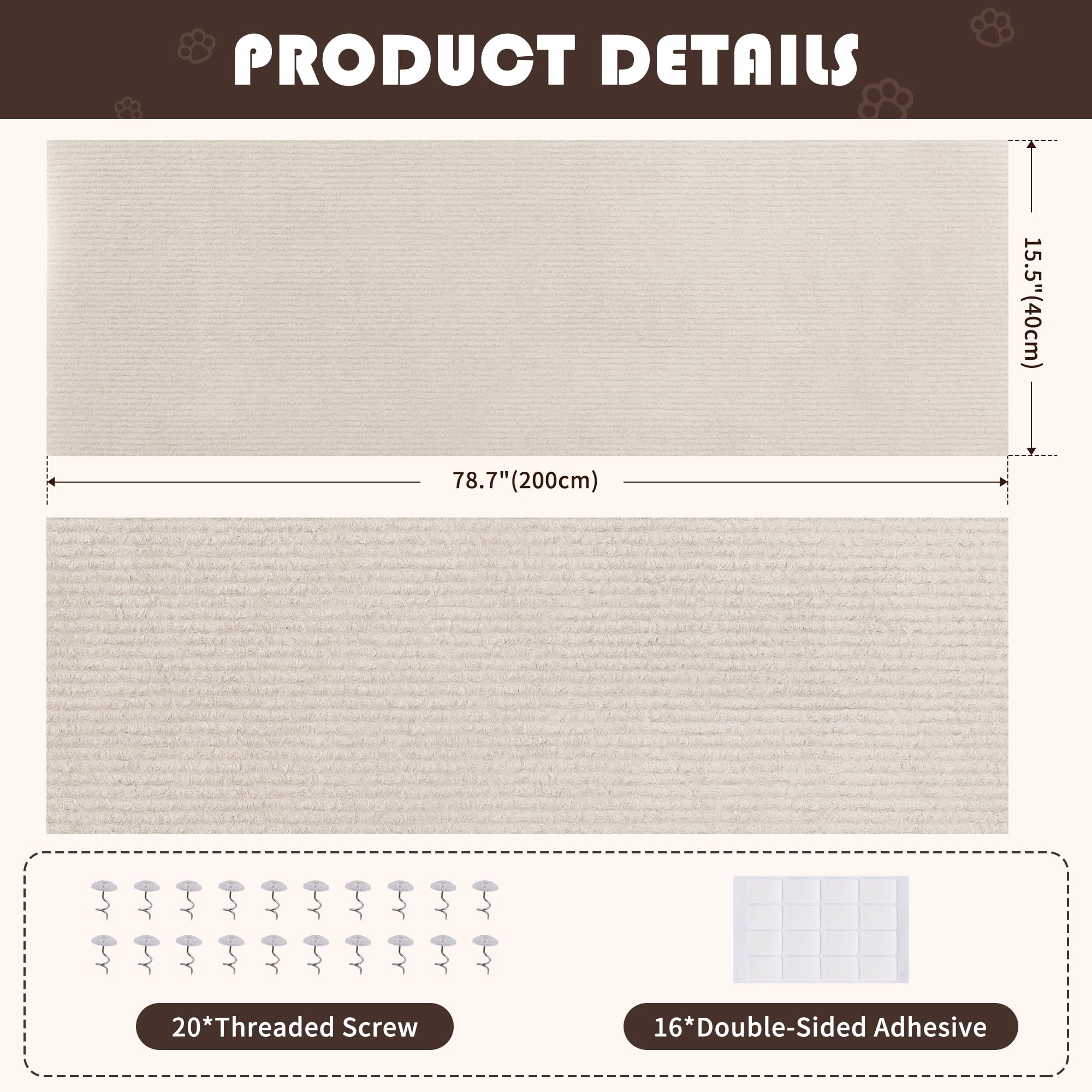 SMARTBEAN cat scratch mat cuttable design allows DIY shapes for stairs or furniture.