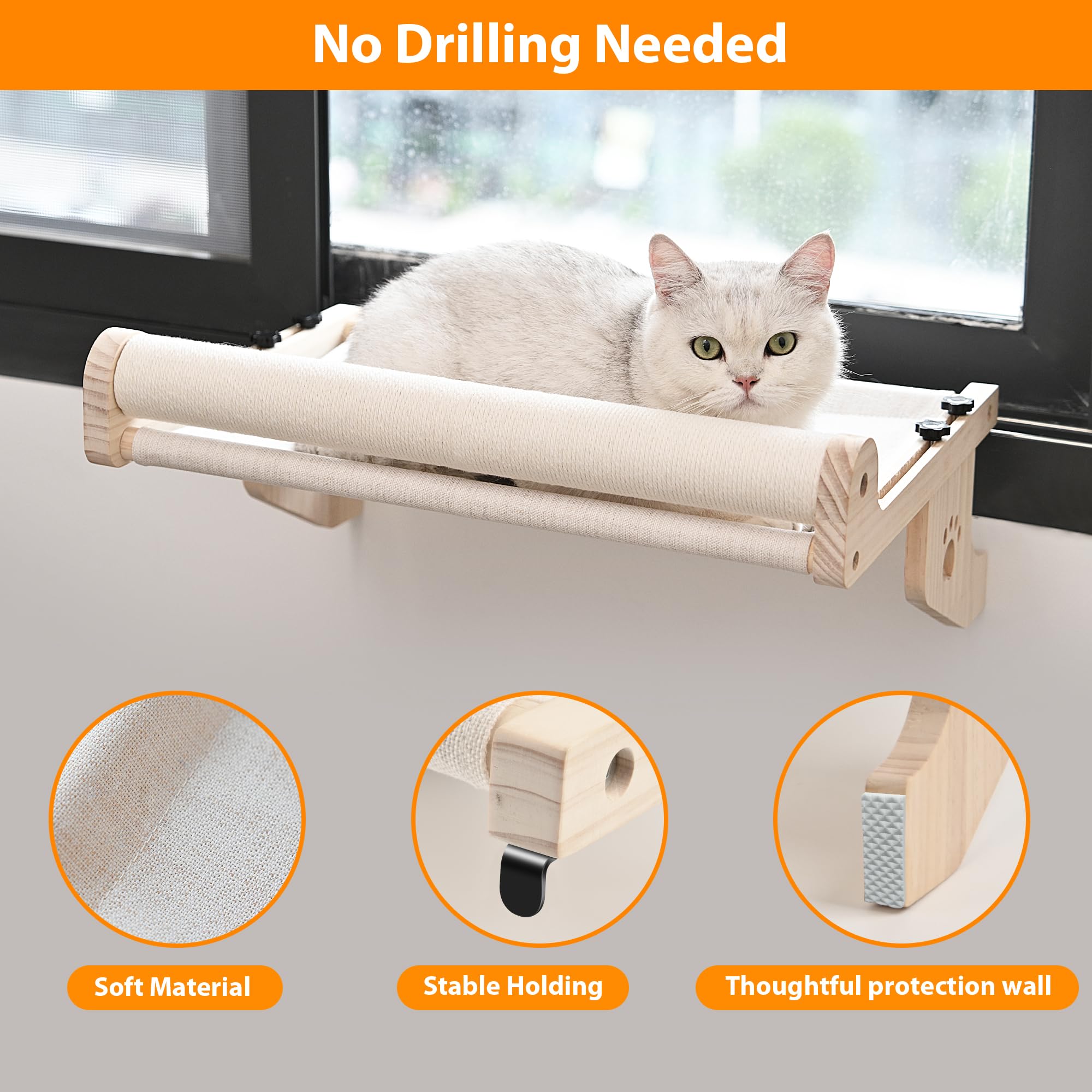 SMARTBEAN cat window perch adjusts to fit different sill depths.