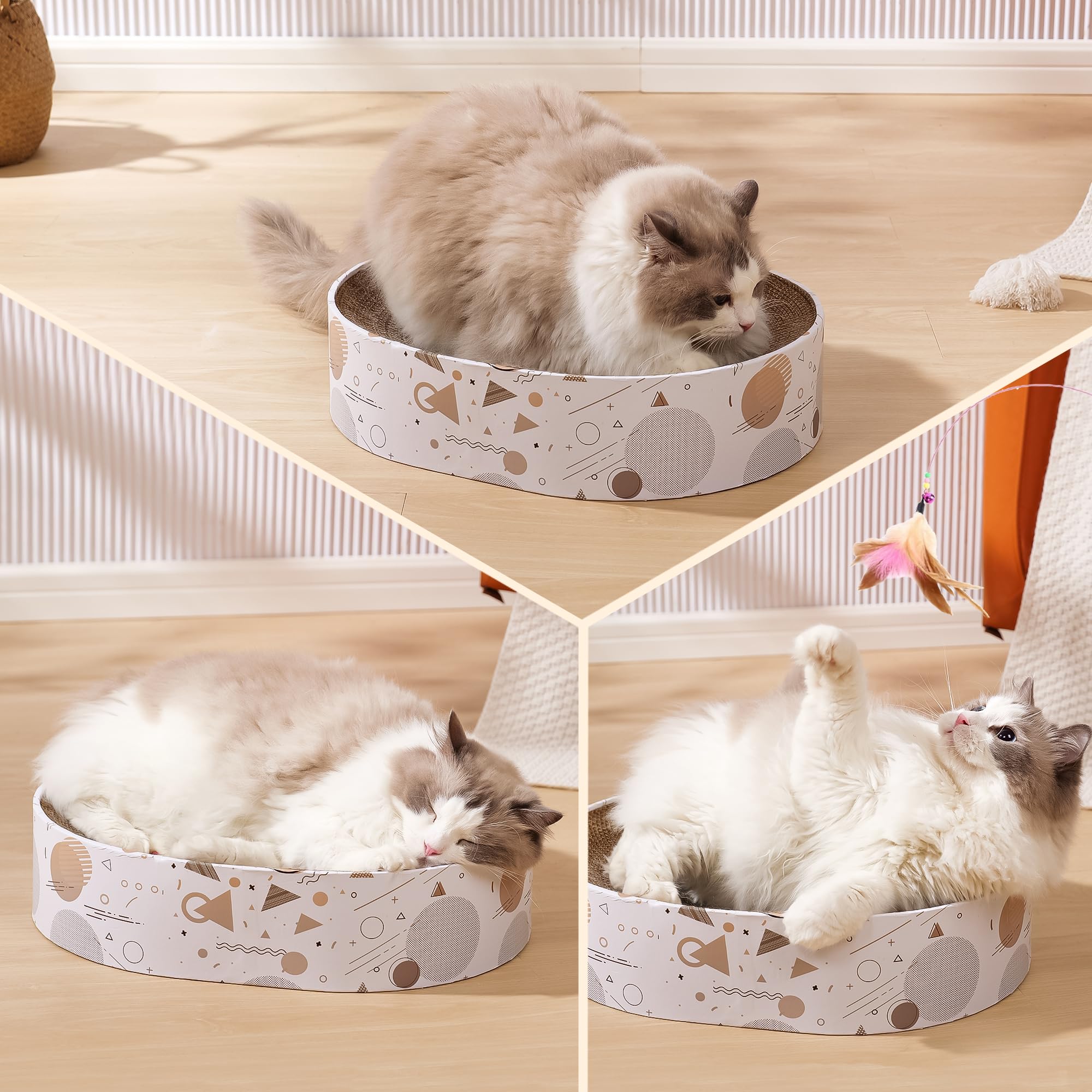 SMARTBEAN wall-friendly design blends with décor while guiding cats to scratch.