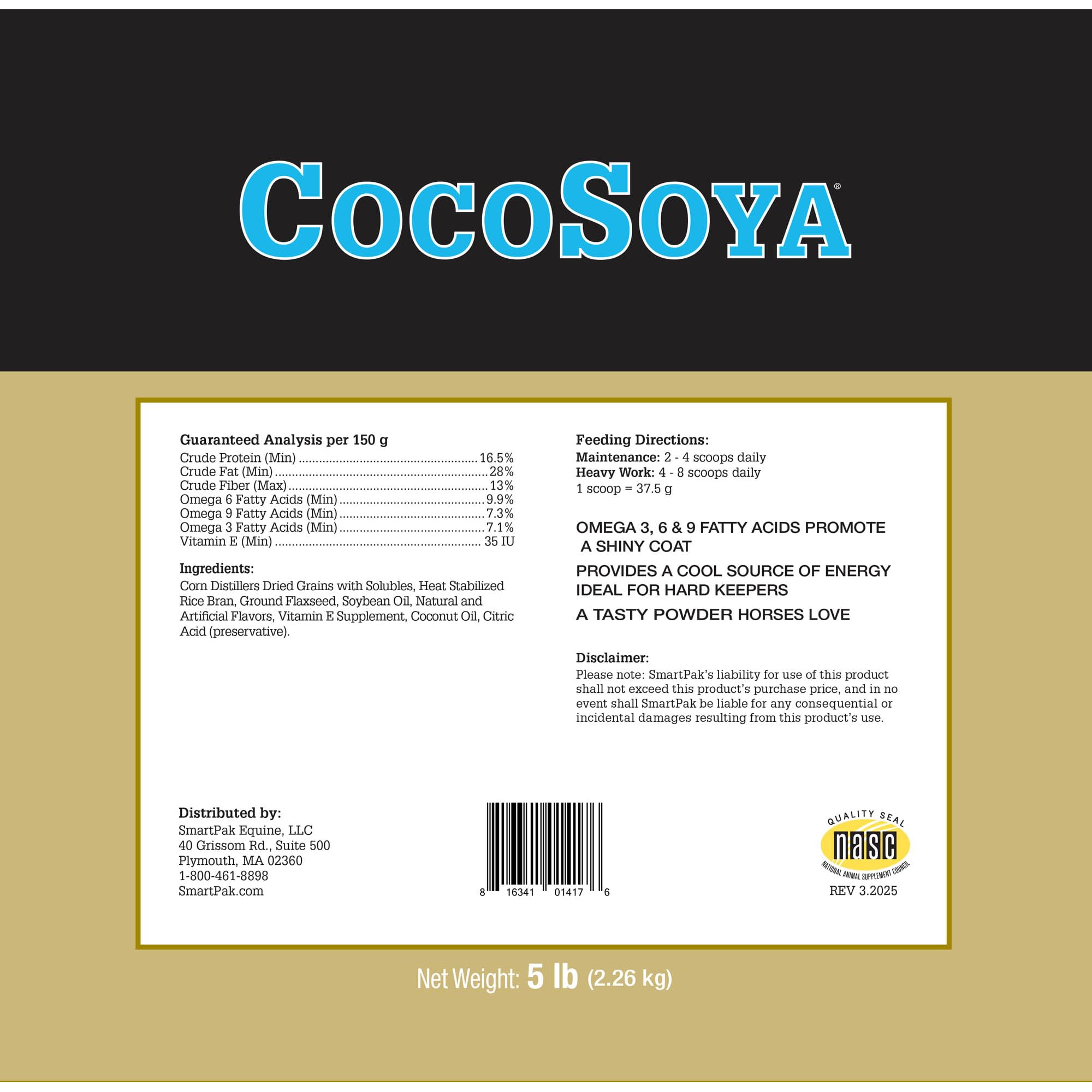 SmartEquine CocoSoya Granular coat-shine image highlights a glossy, healthy-looking coat.
