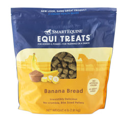 SmartEquine Equi Treats banana bread bag shown for on-the-go rewards.
