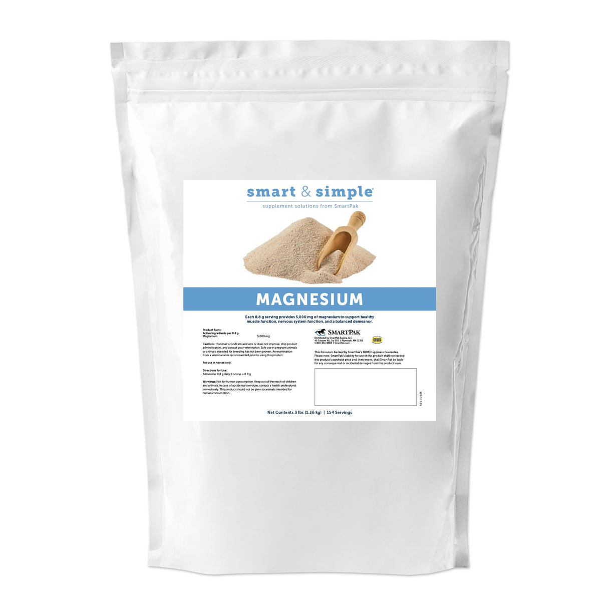SmartEquine Smart & Simple magnesium powder bottle; high-concentration daily maintenance.
