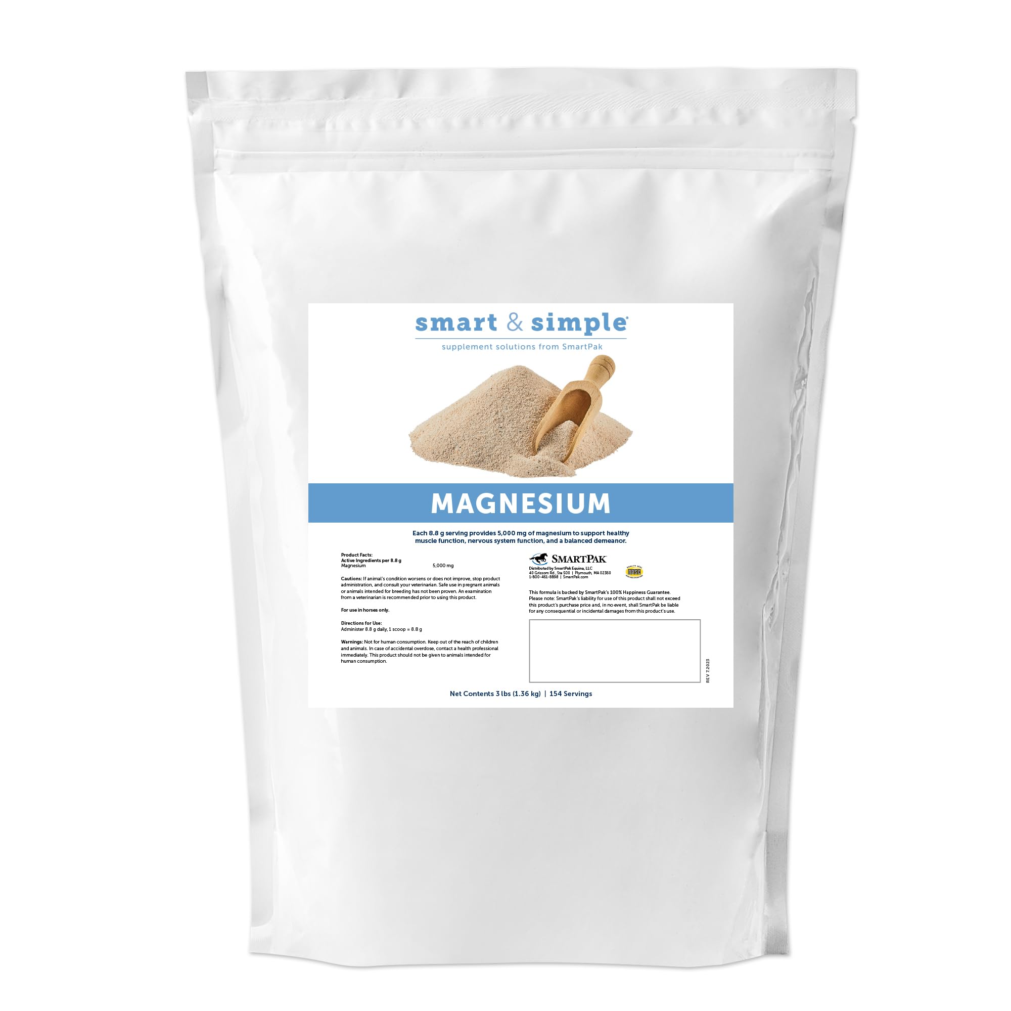 SmartEquine Smart & Simple magnesium powder bottle; high-concentration daily maintenance.