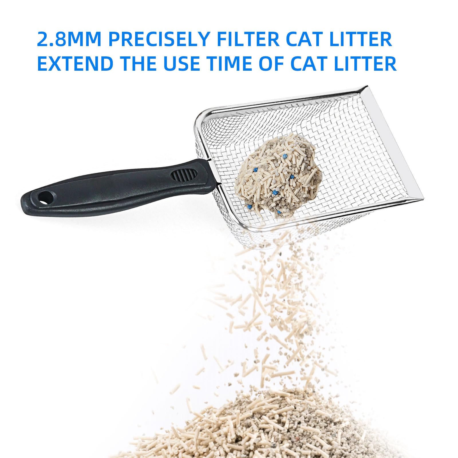 SmartTail 2point8mm-hole design highlighted for efficient litter sifting and clump capture