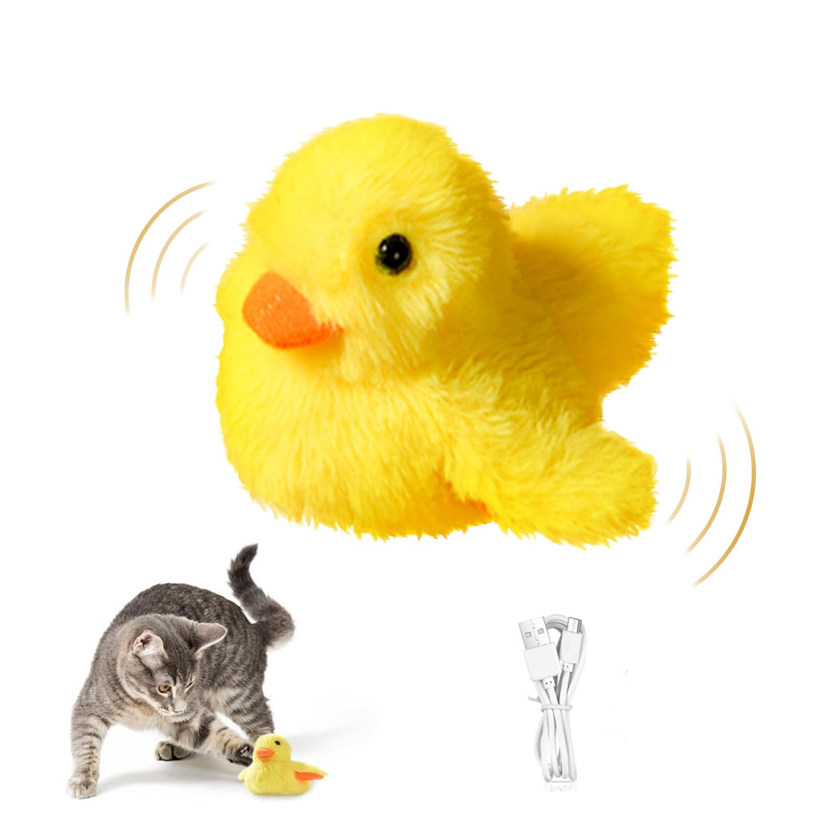 SmartTail rechargeable flapping duck front view boosting feline play and exercise