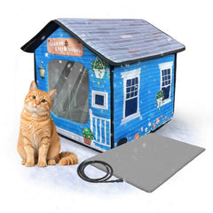 SmartTail heated outdoor cat house front view for warm winter shelter