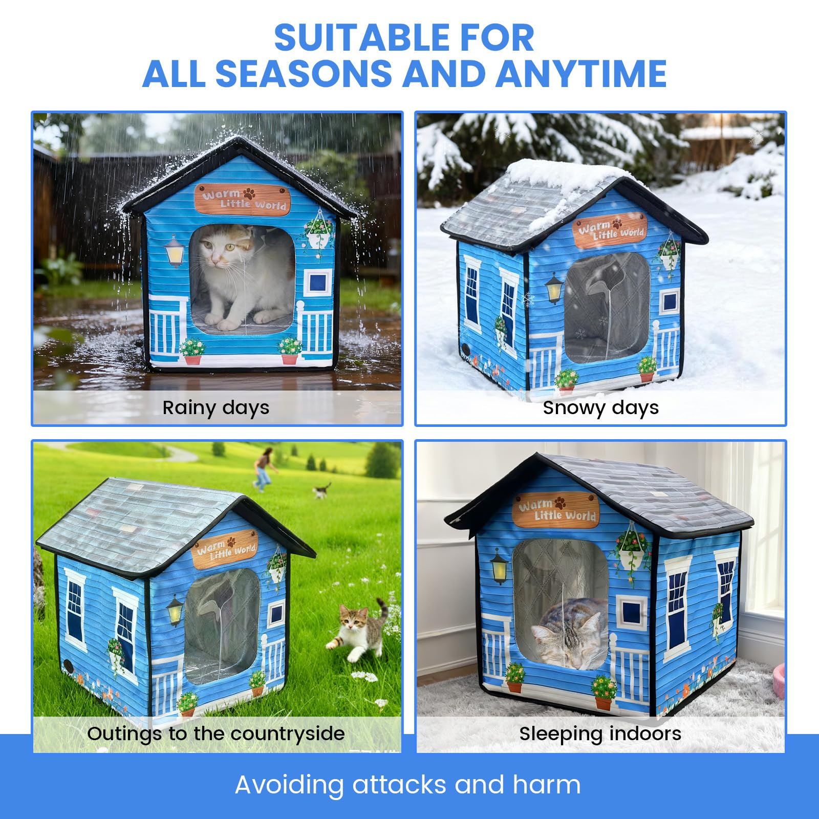 SmartTail heated outdoor cat house side view showing weatherproof design