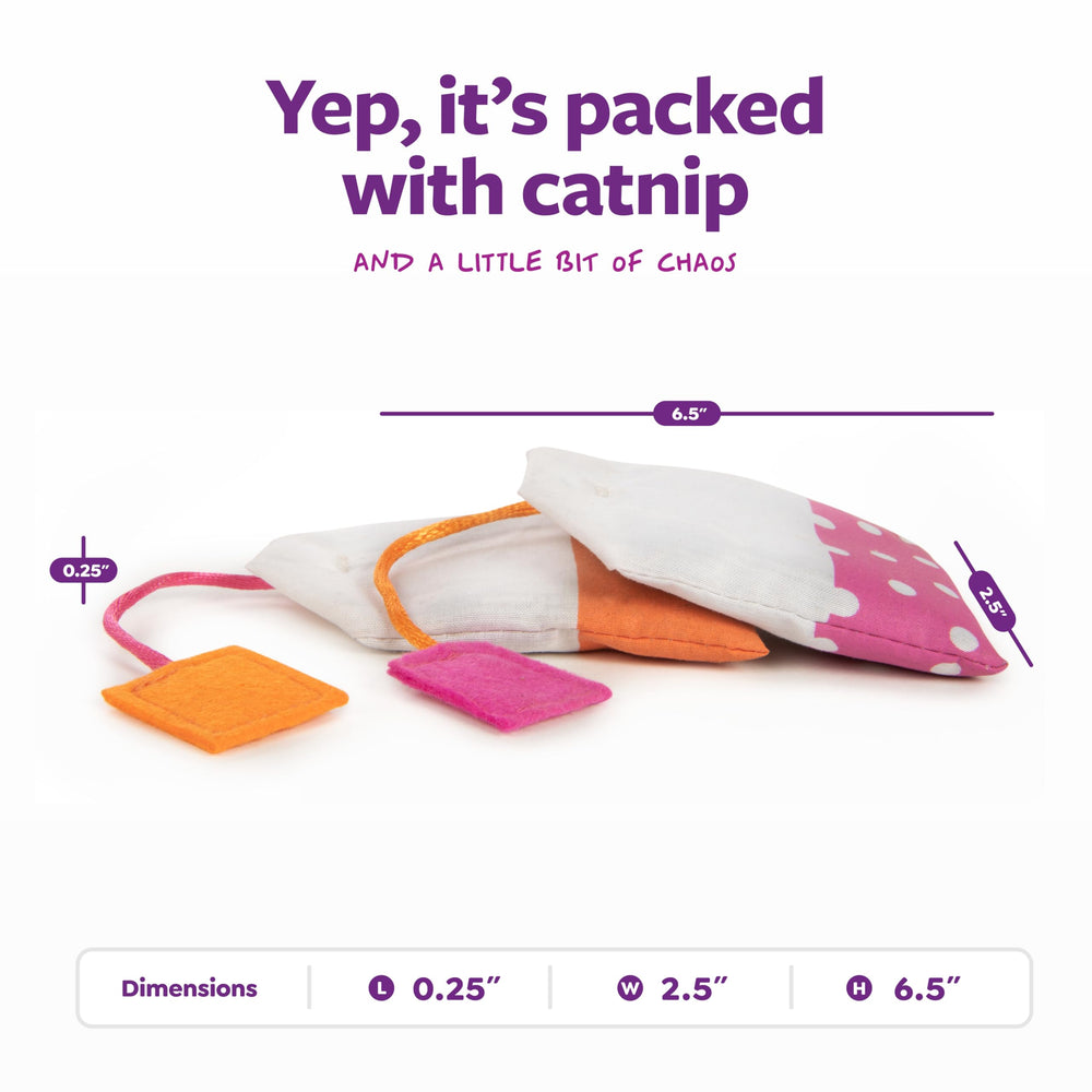 SmartyKat Tea Teazers catnip-filled toy with inviting texture for cats.