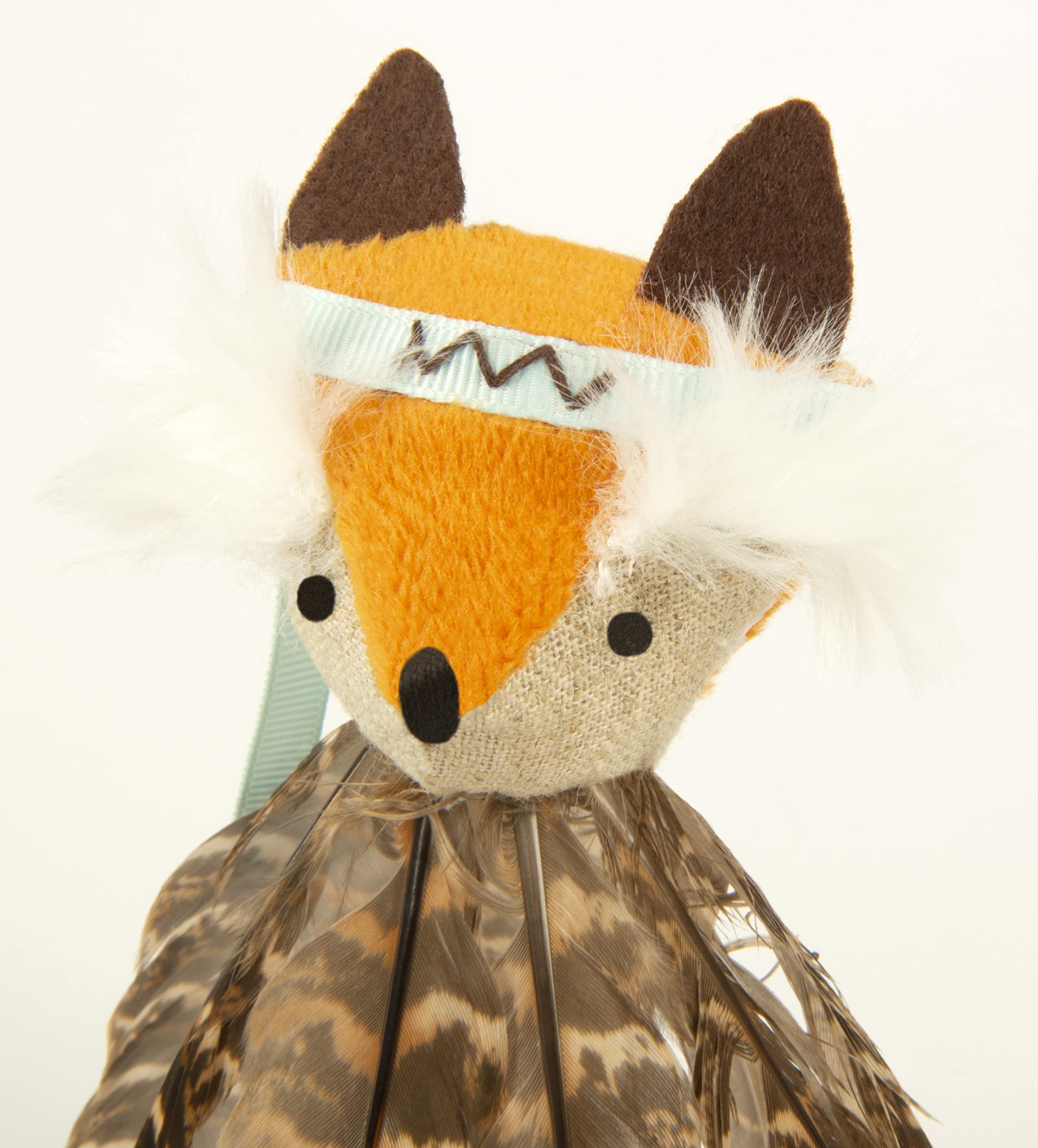 SmartyKat Toss-A-Fox brown feathers-closeup showcases real-prey textures for curious cats.