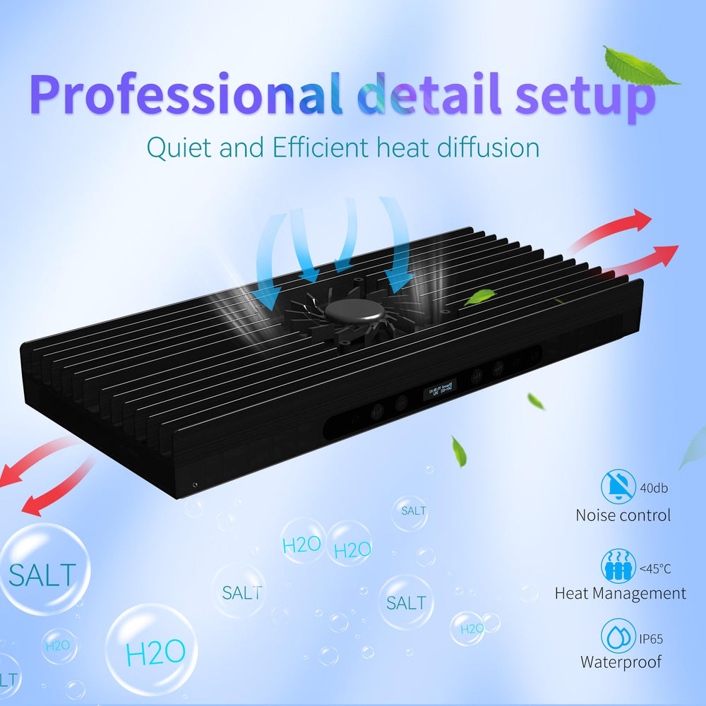 SMATFARM 140W reef light sunrise to moonlight mood lighting for ambience.